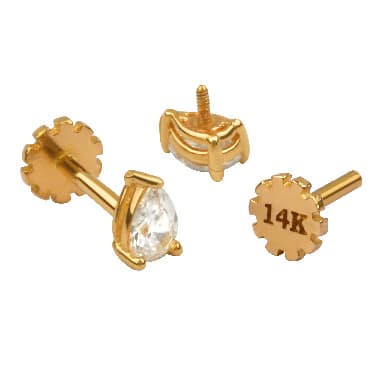 14k gold body jewelry internally threaded labret piercing